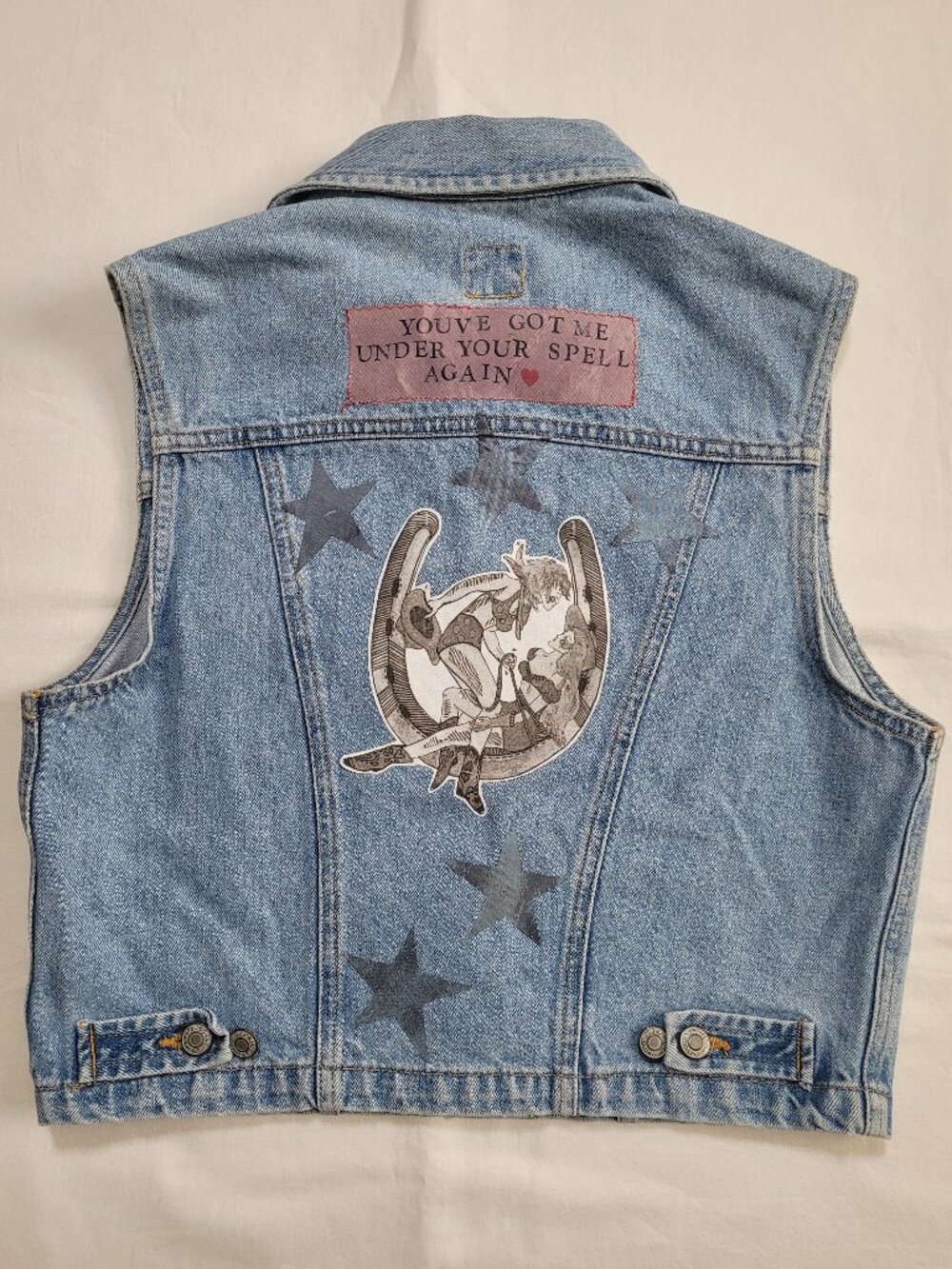 Gap Western Denim Vest Medium Wash Sleeveless Trucker Jean Jacket Small Festival